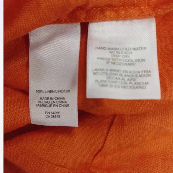 AK Anne Klein 100% Linen Ruffled Puff  Shoulders Button Down Top Size 8 - Picture 10 of 10